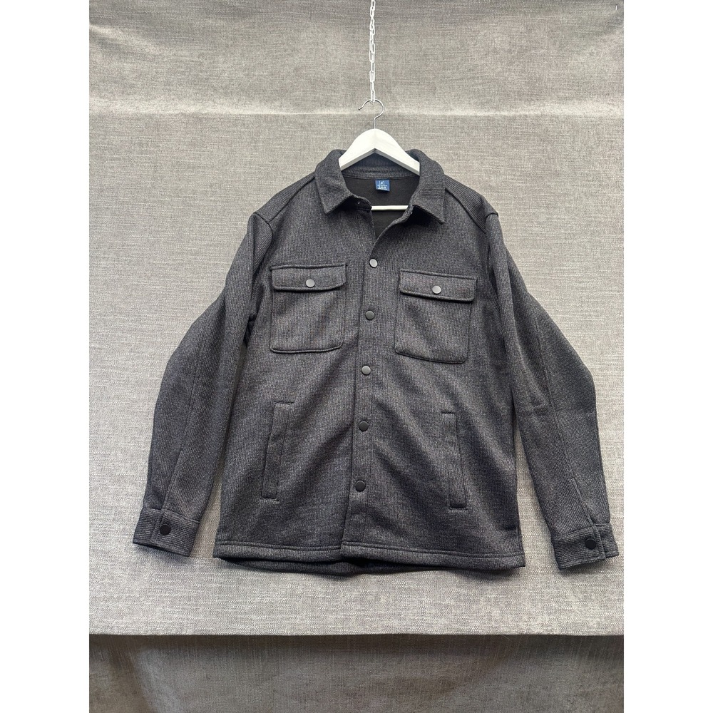 George‎ Knit Shacket Mens Medium Gray Fleece Lined Snap Up Outdoor Winter Wear